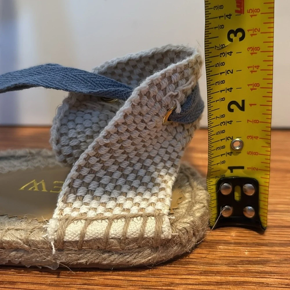J Crew Factory Striped Lace-Up Espadrille Flats in Chambray